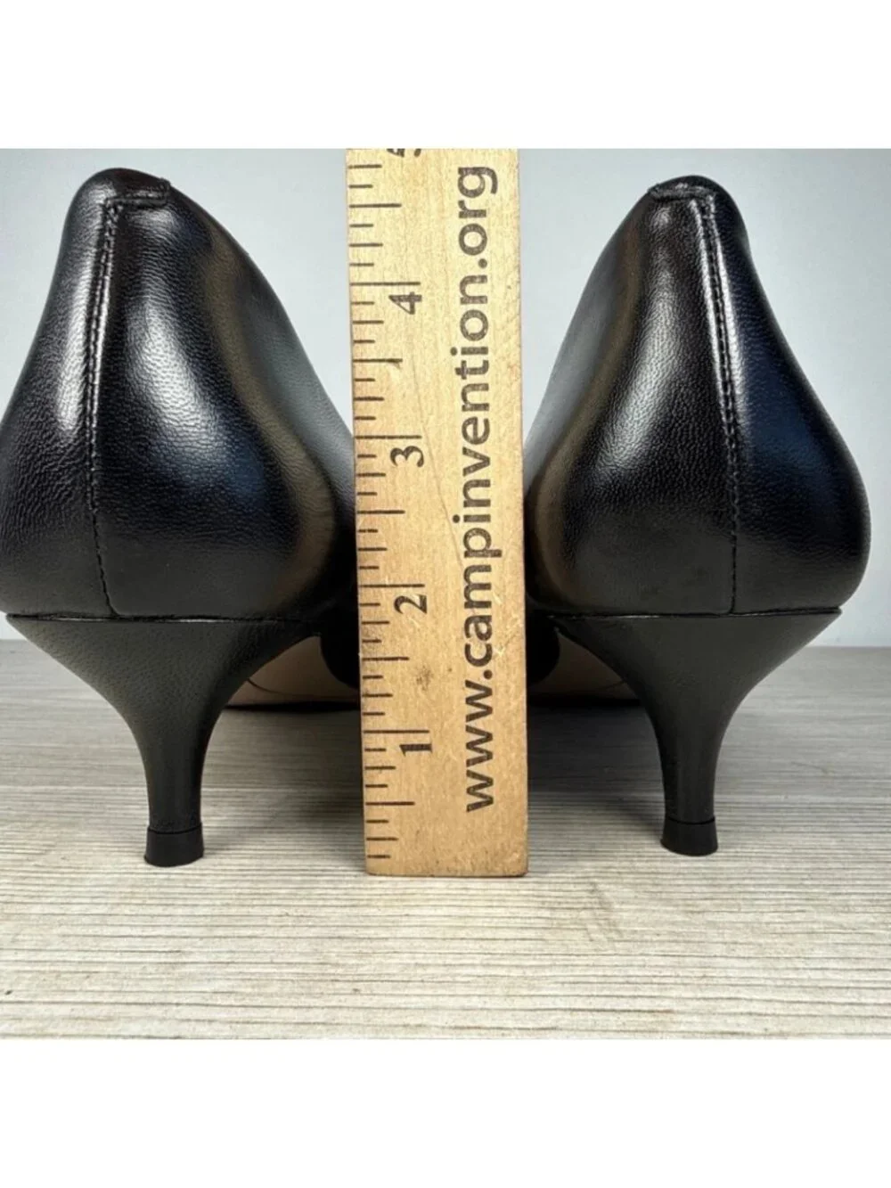 Black Leather Pointed Toe Kitten Heel Dress